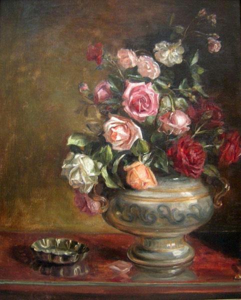 unknow artist Fanny Inama von Sternegg, Stillleben mit Rosen oil painting picture